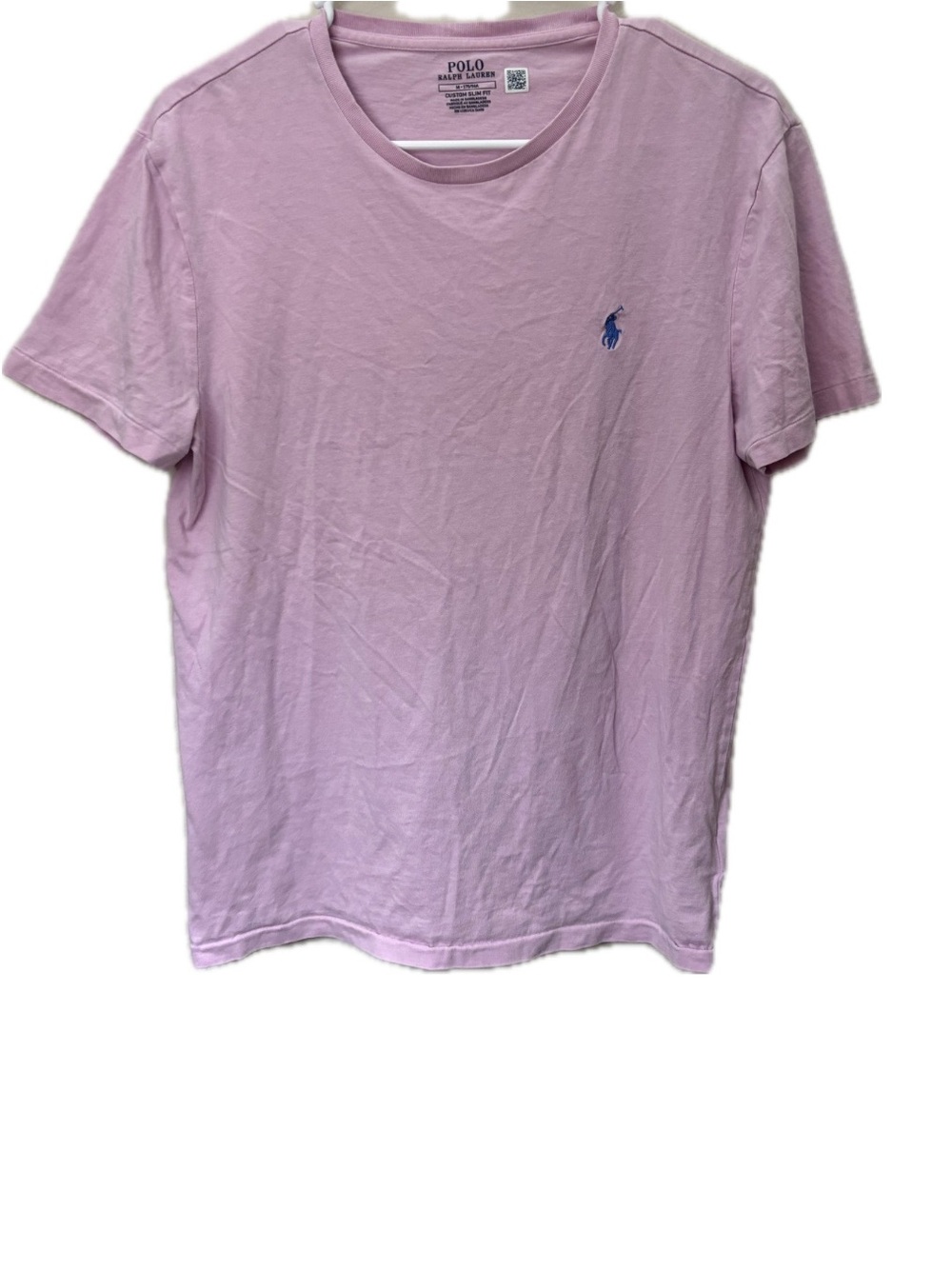 Polo Ralph Lauren Pink Custom Slim Fit T-Shirt Men’s Medium Blue Pony Logo
